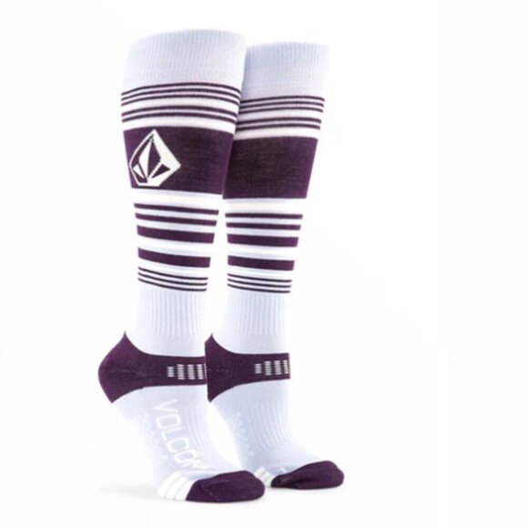 Volcom Women's XS/S Tundra Tech Socks Ski Snowboard NWT Wool Acrylic Purple - Picture 2 of 8